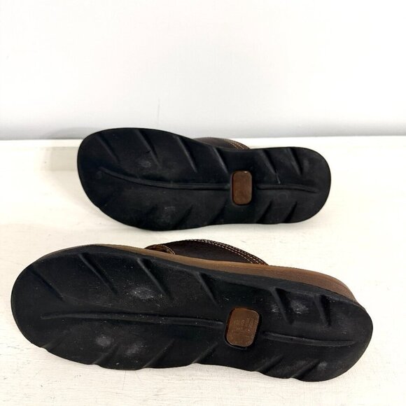 Dr. Martens Retro Chunky Brown Leather Flip Flop Thong Sandals Slides - Picture 8 of 11